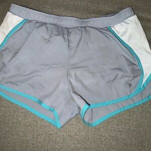 Old Navy Gray and White Athletic Shorts with Teal Trim